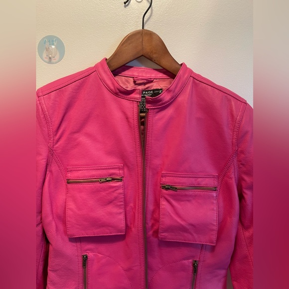 Women's Pink Leather Motorcycle Jacket. NWOT. Size M - Picture 2 of 7